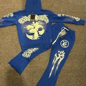 Blue Graphic Hoodie and Joggers Set